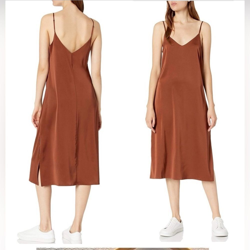 NWOT The Drop Women's Ana Silky V-Neck Midi Slip Dress SIZE L